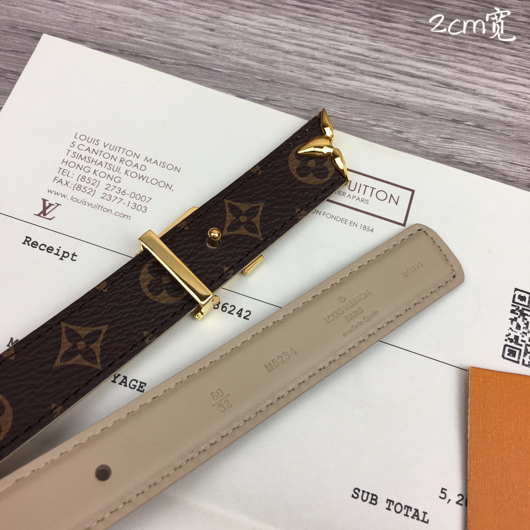 最高級ルイヴィトンスーパーコピー ルイヴィトンベルトコピー ベルト・プリティー LV 20MM リバーシブル M8234V モノグラム / クレーム モノグラム・キャンバス ゴールド金具 202404554 - 画像 (6)