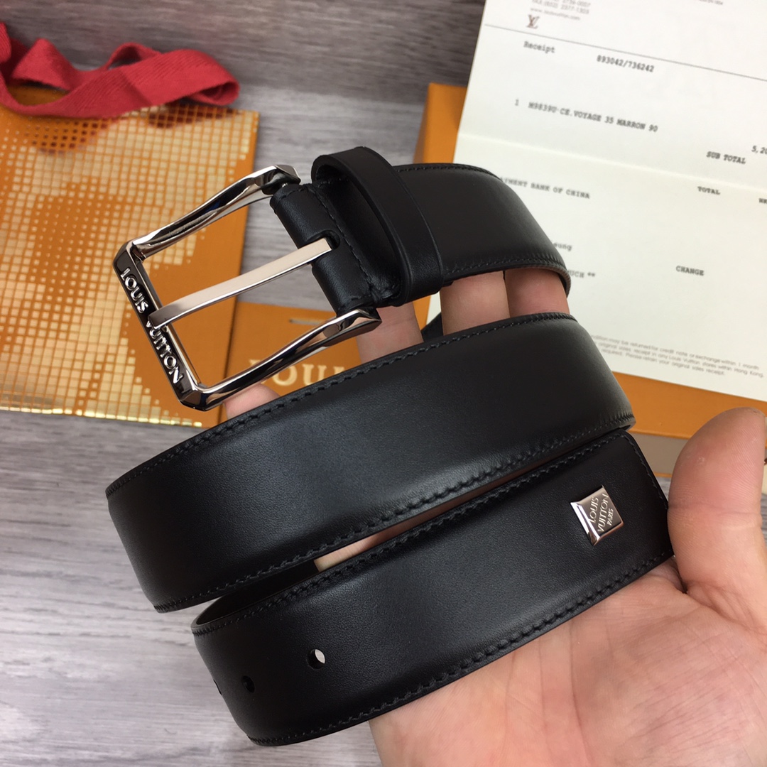 最高級ルイヴィトンスーパーコピー ルイヴィトンベルトコピー ベルト・ヘリテージ 35MM M8632V ブラック レザー シルバー金具 202404556 - 画像 (3)