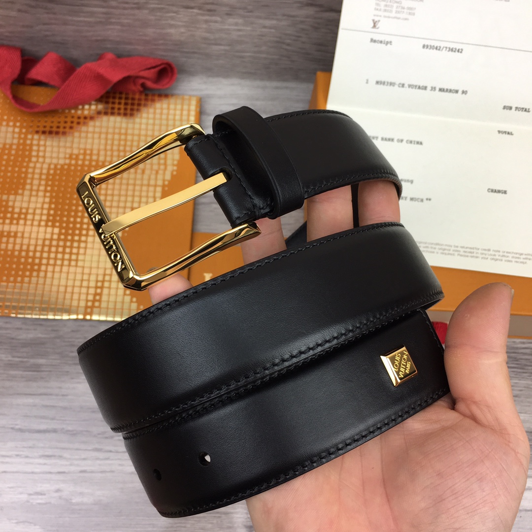 最高級ルイヴィトンスーパーコピー ルイヴィトンベルトコピー ベルト・ヘリテージ 35MM M8632V ブラック レザー ゴールド金具 202404559 - 画像 (6)
