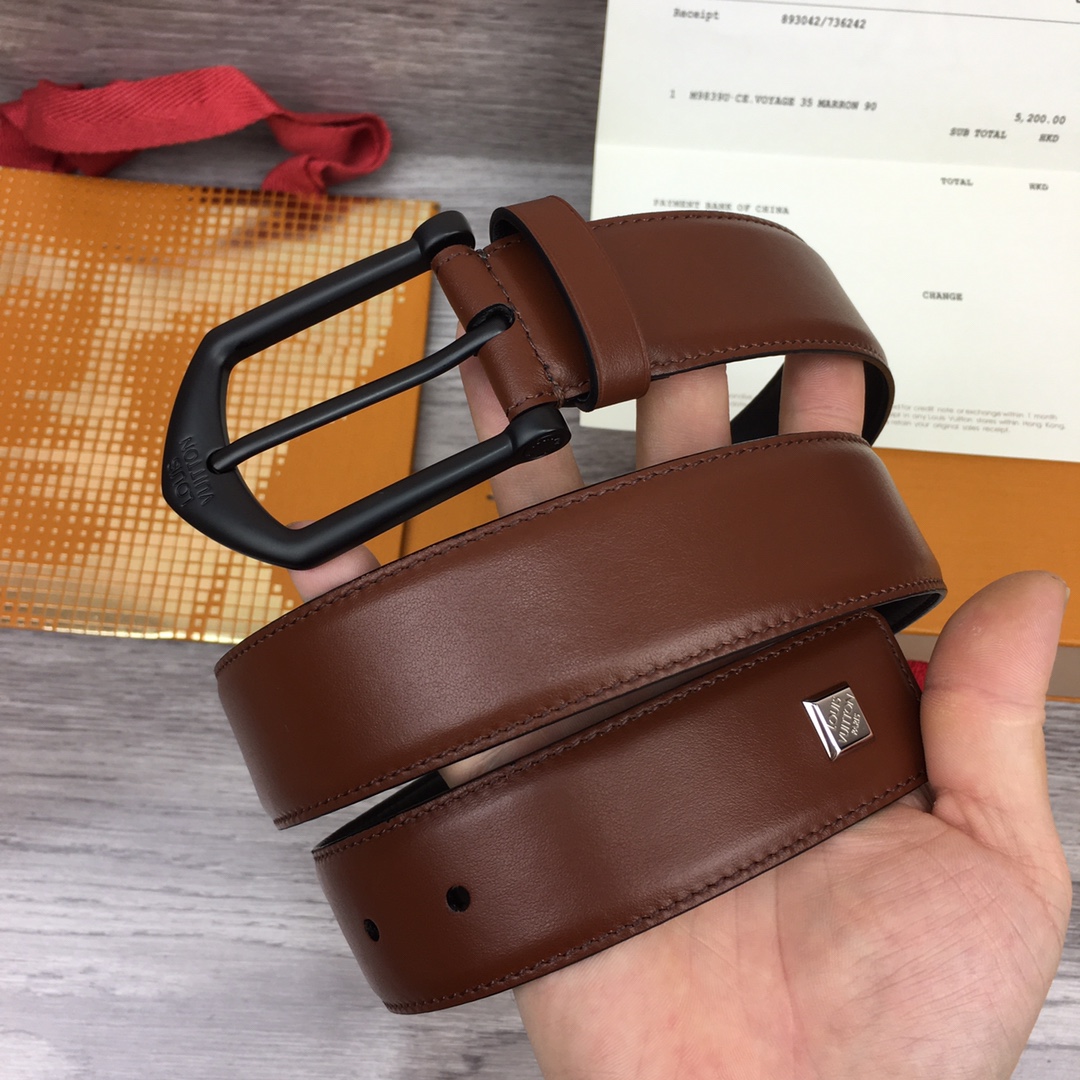 最高級ルイヴィトンスーパーコピー ルイヴィトンベルトコピー ベルト・ヘリテージ 35MM M8632V ブラック ワインレッド レザー ブラック金具 202404560 - 画像 (3)