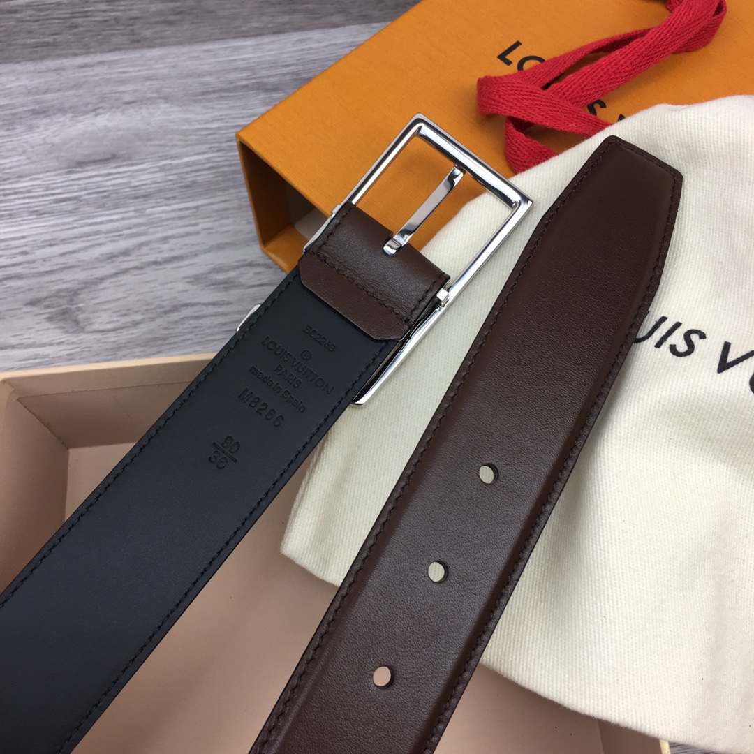 最高級ルイヴィトンスーパーコピー ルイヴィトンベルトコピー ベルト・LV スカイライン 35MM M8266Q ブラック ナッパレザー シルバー金具 202404564 - 画像 (7)
