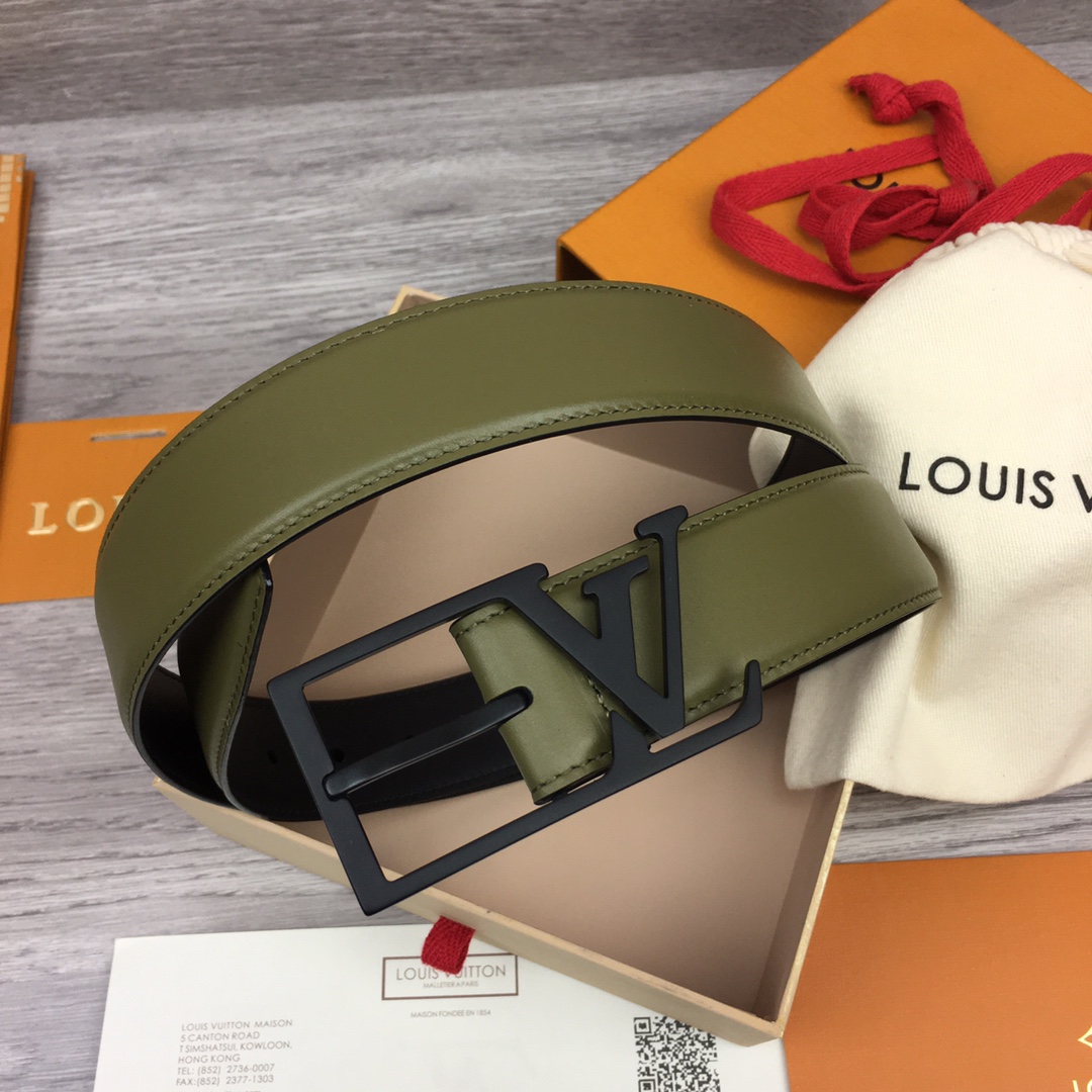 最高級ルイヴィトンスーパーコピー ルイヴィトンベルトコピー ベルト・LV スカイライン 35MM M0687Q グリーン ナッパレザー ブラック金具 202404566 - 画像 (3)