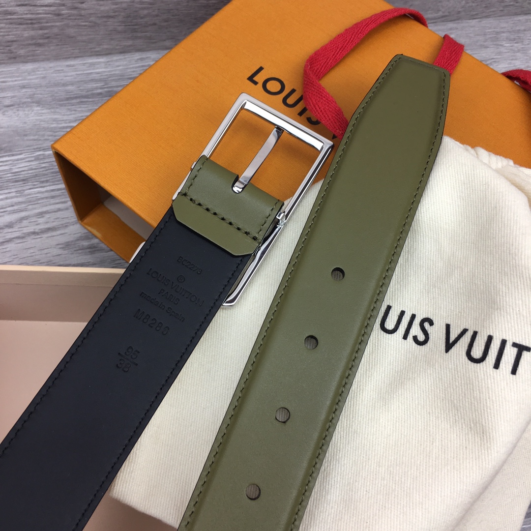 最高級ルイヴィトンスーパーコピー ルイヴィトンベルトコピー ベルト・LV スカイライン 35MM M0687Q グリーン ナッパレザー シルバー金具 202404567 - 画像 (6)