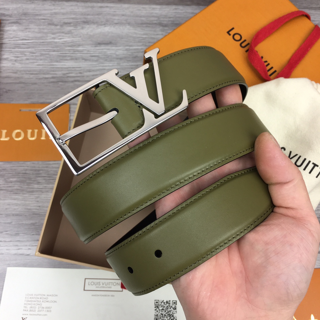 最高級ルイヴィトンスーパーコピー ルイヴィトンベルトコピー ベルト・LV スカイライン 35MM M0687Q グリーン ナッパレザー シルバー金具 202404567 - 画像 (5)
