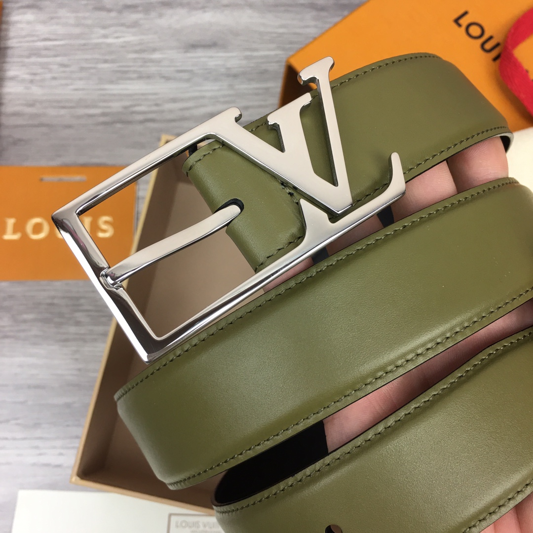 最高級ルイヴィトンスーパーコピー ルイヴィトンベルトコピー ベルト・LV スカイライン 35MM M0687Q グリーン ナッパレザー シルバー金具 202404567 - 画像 (4)