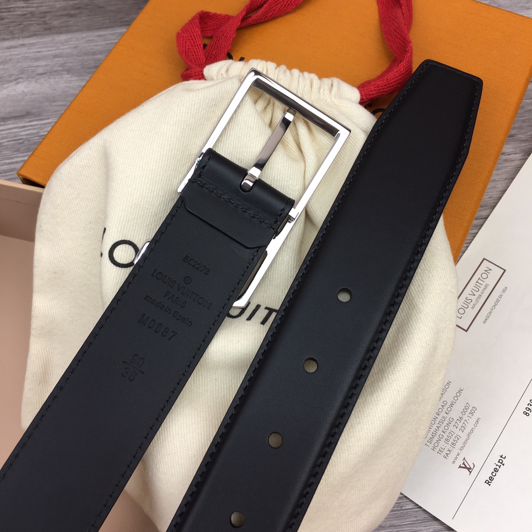 最高級ルイヴィトンスーパーコピー ルイヴィトンベルトコピー ベルト・LV スカイライン 35MM M0687Q ブラック ナッパレザー シルバー金具 202404569 - 画像 (7)