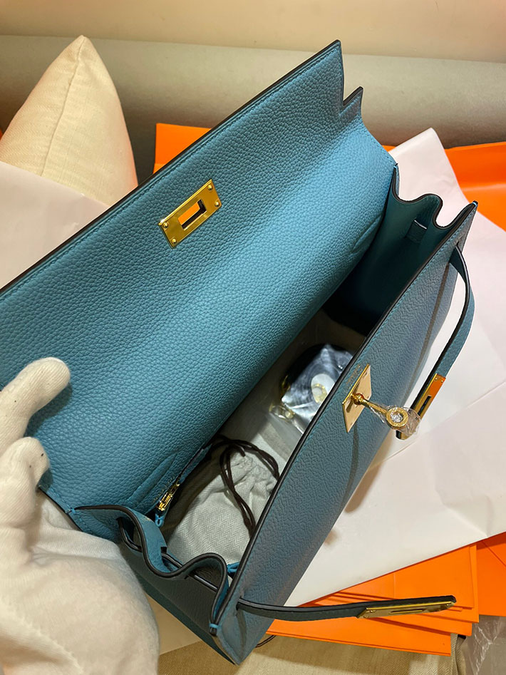 最高級HERMESスーパーコピー エルメスケリー32コピー ケリー 32cm/外縫 エプソン ブルージーン ゴールド金具 新品 2024W1113 - 画像 (3)