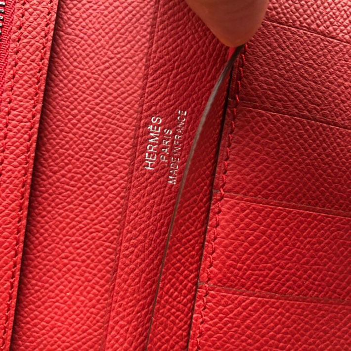 最高級HERMESスーパーコピー財布 エルメスベアンコピー ベアンスフレ ルージュカザック ヴォーエプソン シルバー金具 新品 2024W1245 - 画像 (2)