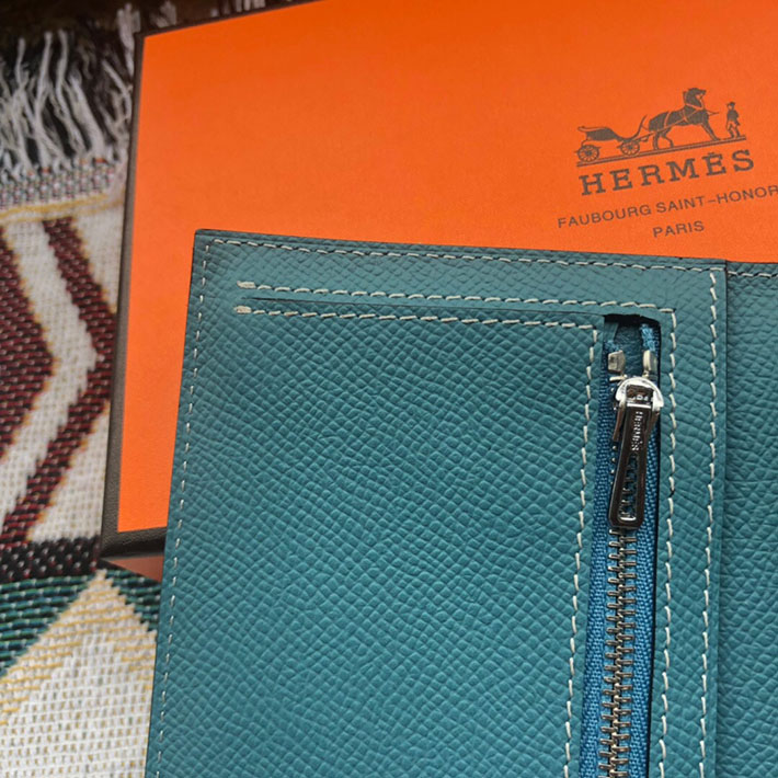 最高級HERMESスーパーコピー財布 エルメスベアンコピー ベアンスフレ ブルージーン ヴォーエプソン シルバー金具 新品 2024W1254 - 画像 (4)