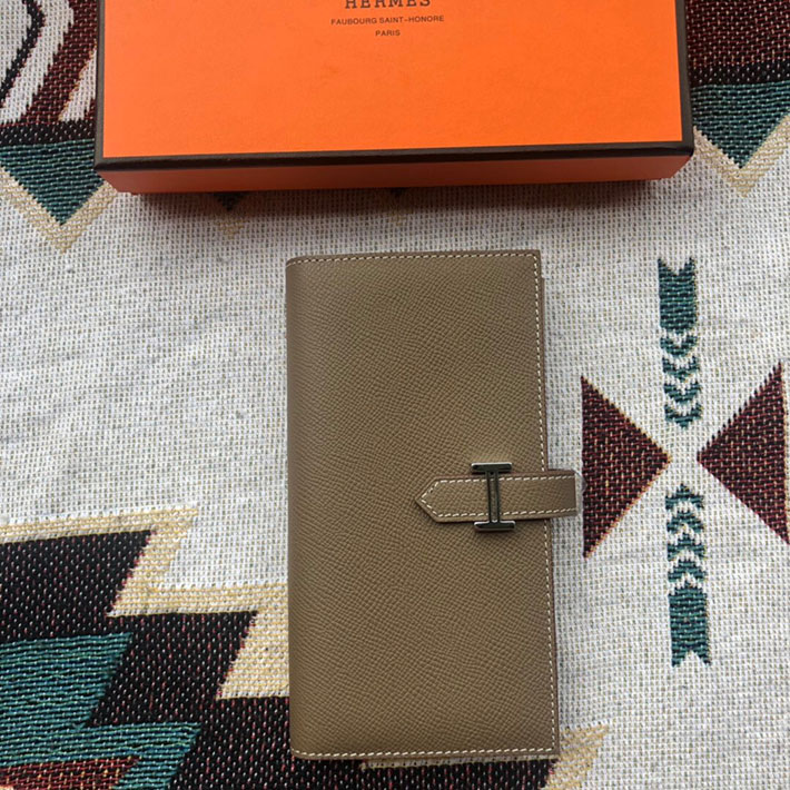 最高級HERMESスーパーコピー財布 エルメスベアンコピー ベアンスフレ エトゥープ ヴォーエプソン シルバー金具 新品 2024W1255 - 画像 (2)