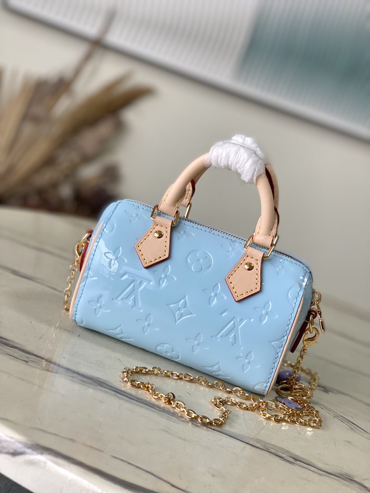 最高級ルイヴィトンスーパーコピー ルイヴィトン ヴェルニバッグ コピー LV リミックス ナノ・スピーディ スカイ M83000 モノグラム・ヴェルニ ゴールド金具 - 画像 (8)