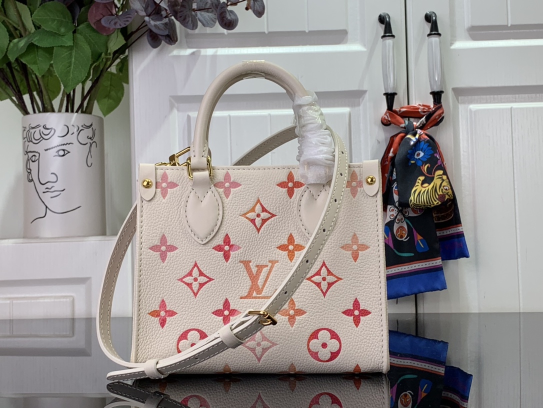 最高級ルイヴィトンスーパーコピー ルイヴィトン ハンドバッグ コピー オンザゴー BB サンライズ・アクワレル M47115 モノグラム・アンプラント レザー ゴールド金具 - 画像 (8)