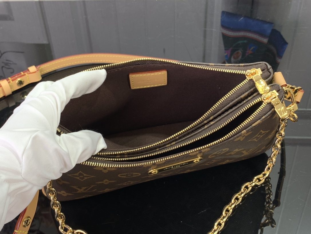 最高級ルイヴィトンスーパーコピー ルイヴィトン モノグラムバッグ コピー Liv pochette ダークブラウン M83008 モノグラム・キャンバス ゴールド金具 - 画像 (3)