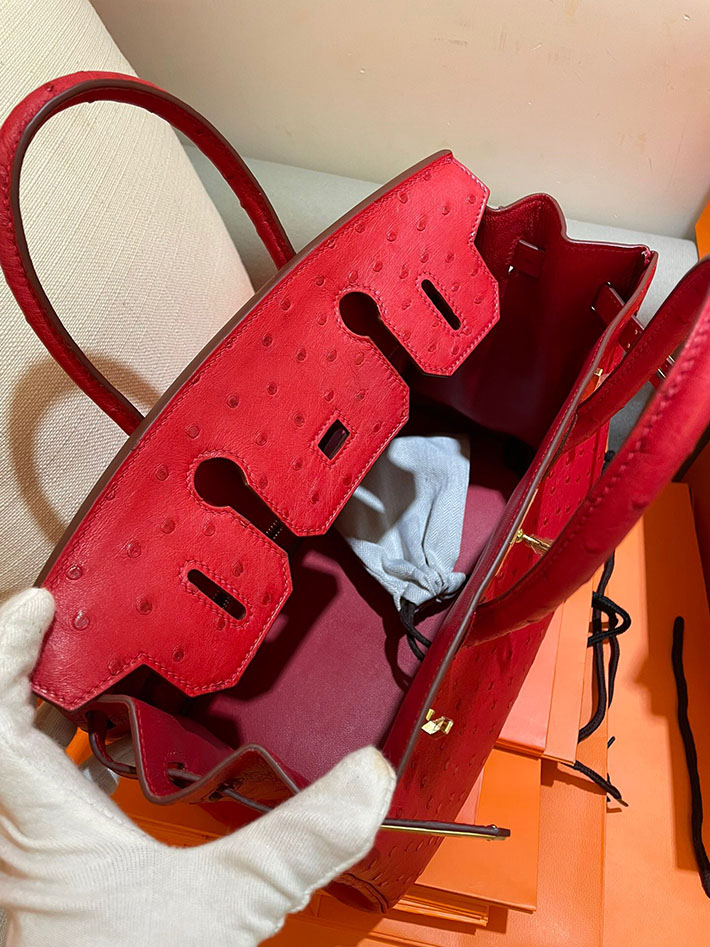 最高級HERMESスーパーコピー エルメスバーキン30コピー バーキン30 ルージュヴィフ オーストリッチ ゴールド金具 新品 2024W1289 - 画像 (3)