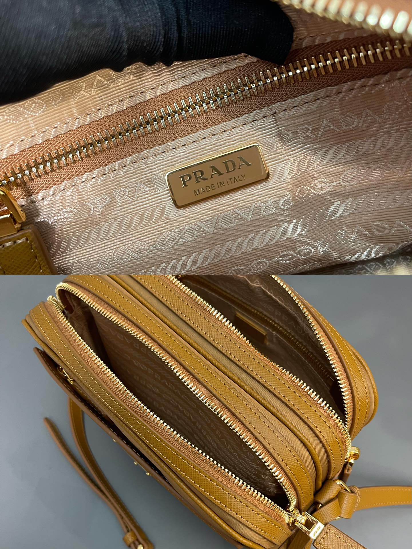 最高級プラダスーパーコピー プラダバッグコピー Re-Edition 1978 Re-Nylon xサフィアーノレザー ミニショルダーバッグ ブラウン 1BH218_R064_F0040_V_OOO ゴールド金具 - 画像 (2)