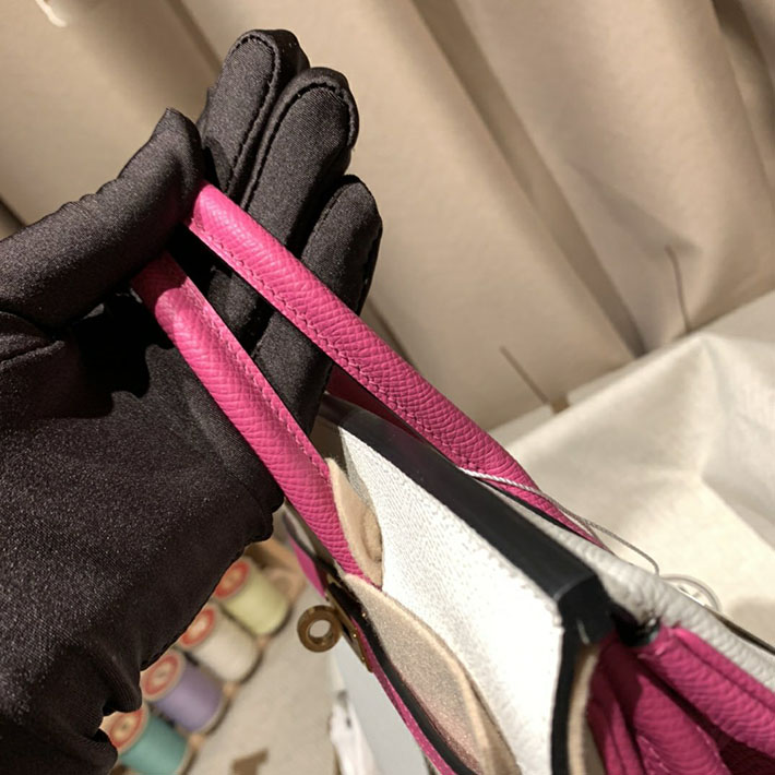 最高級HERMESスーパーコピー エルメスバーキン25コピー バーキン25 スペシャルオーダー クレXローズパープル エプソン ゴールド金具 新品 2024W1405 - 画像 (3)