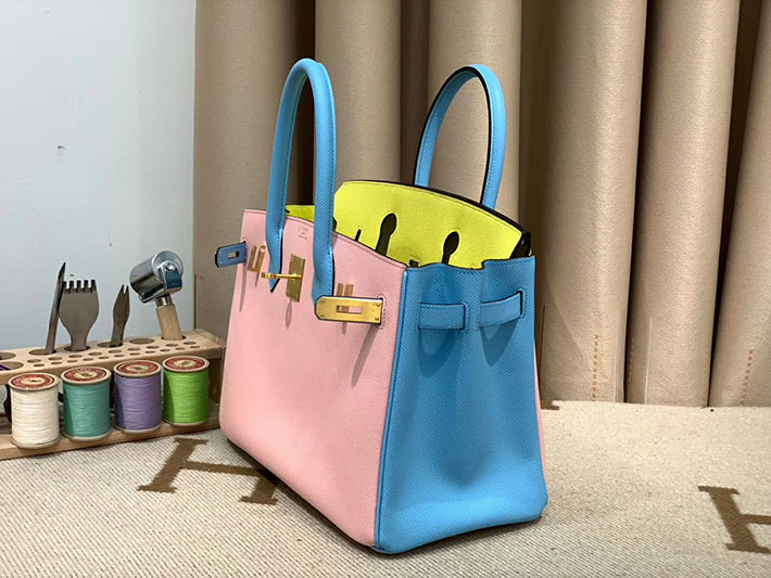 最高級HERMESスーパーコピー エルメスバーキン25コピー バーキン25 スペシャルオーダー ローズサクラXブルーフリーダXライム エプソン ゴールド金具 新品 2024W1408 - 画像 (4)
