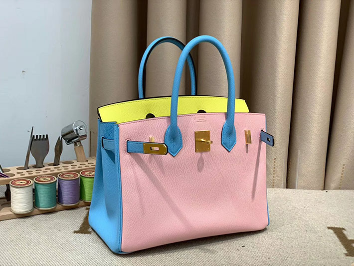 最高級HERMESスーパーコピー エルメスバーキン25コピー バーキン25 スペシャルオーダー ローズサクラXブルーフリーダXライム エプソン ゴールド金具 新品 2024W1408 - 画像 (3)