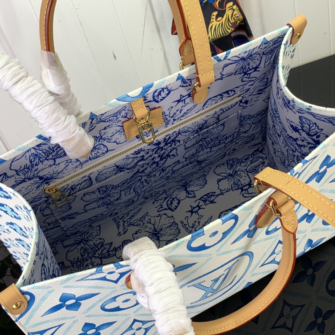 最高級ルイヴィトンスーパーコピー ルイヴィトン ショルダーバッグ コピー 2024新作 オンザゴー MM ラグーン ブルー M11262 モノグラム・タイル キャンバス ゴールド金具 - 画像 (2)