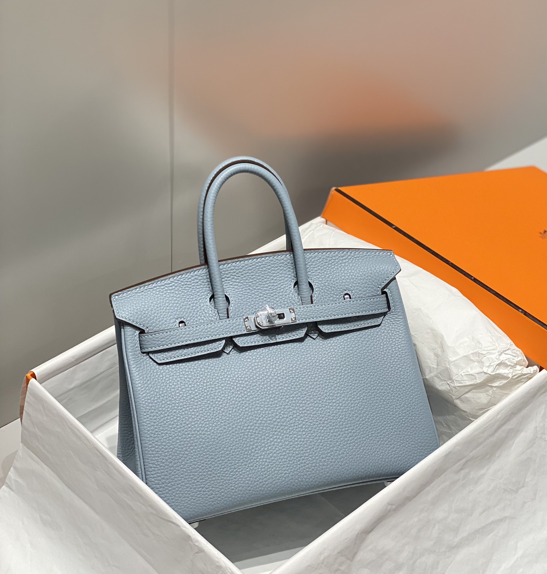 最高級エルメススーパーコピー エルメスバーキン25コピー バーキン25CM ブルーラン トゴ シルバー金具 - 画像 (8)