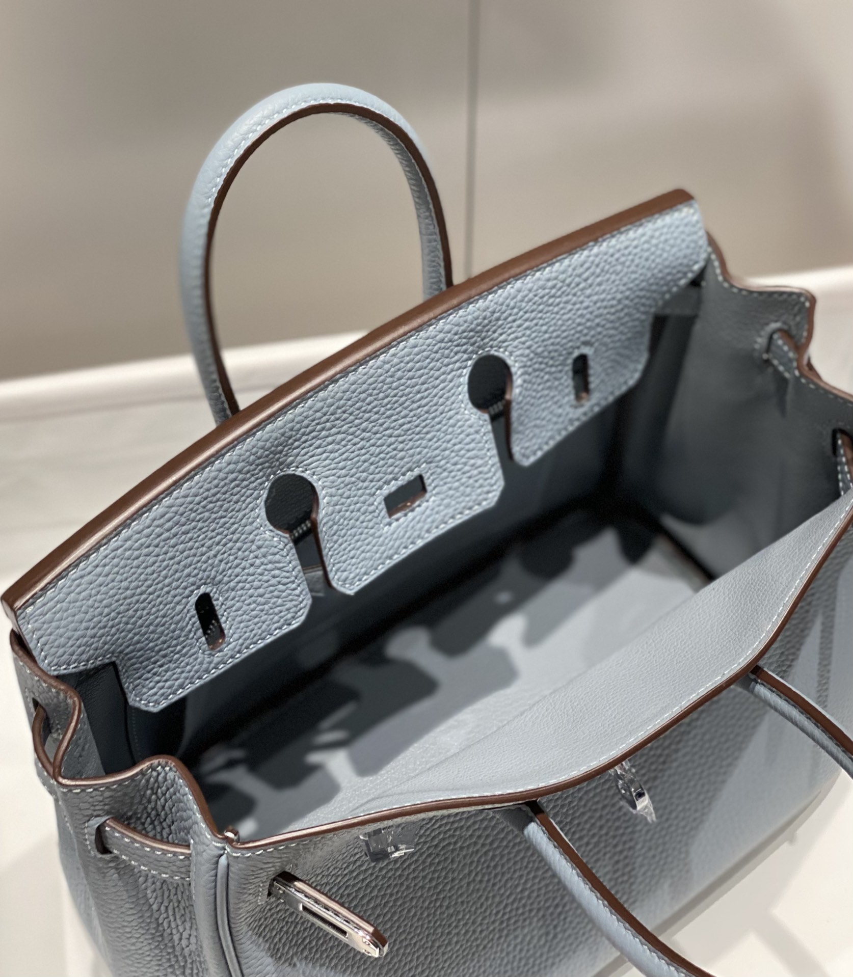最高級エルメススーパーコピー エルメスバーキン25コピー バーキン25CM ブルーラン トゴ シルバー金具 - 画像 (2)