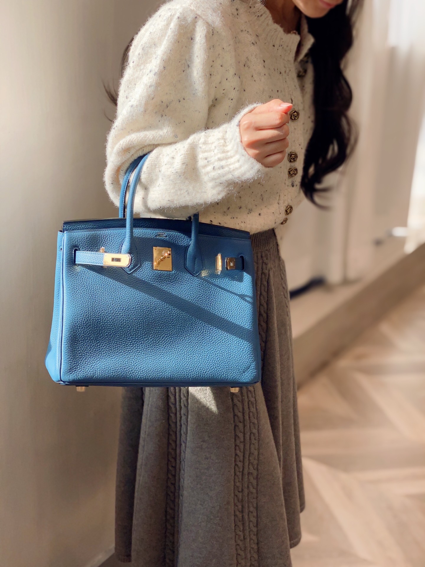 最高級エルメススーパーコピー エルメスバーキン30コピー バーキン30CM ブルーアガット トゴ ゴールド金具 - 画像 (9)