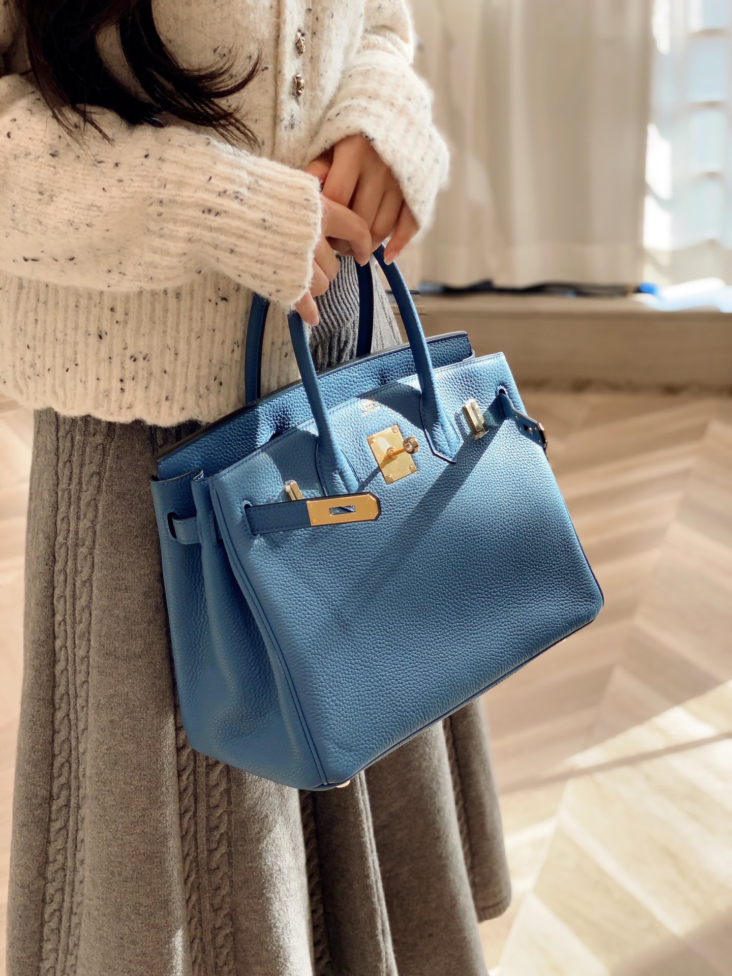 最高級エルメススーパーコピー エルメスバーキン30コピー バーキン30CM ブルーアガット トゴ ゴールド金具 - 画像 (7)