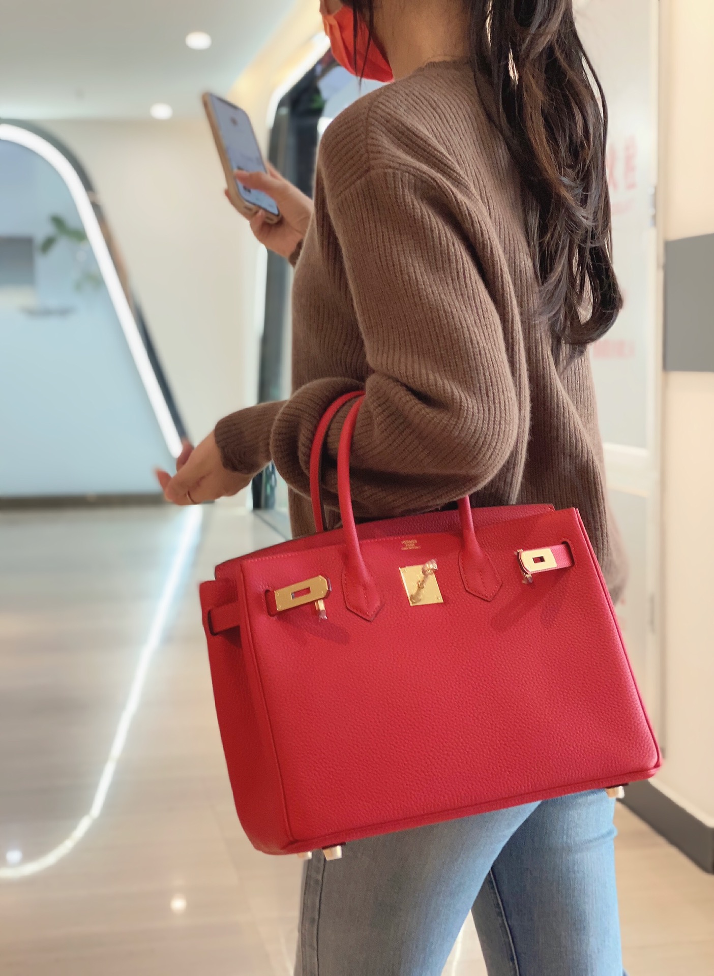 最高級エルメススーパーコピー エルメスバーキン30コピー バーキン30CM ルージュドクール トゴ ゴールド金具 - 画像 (9)