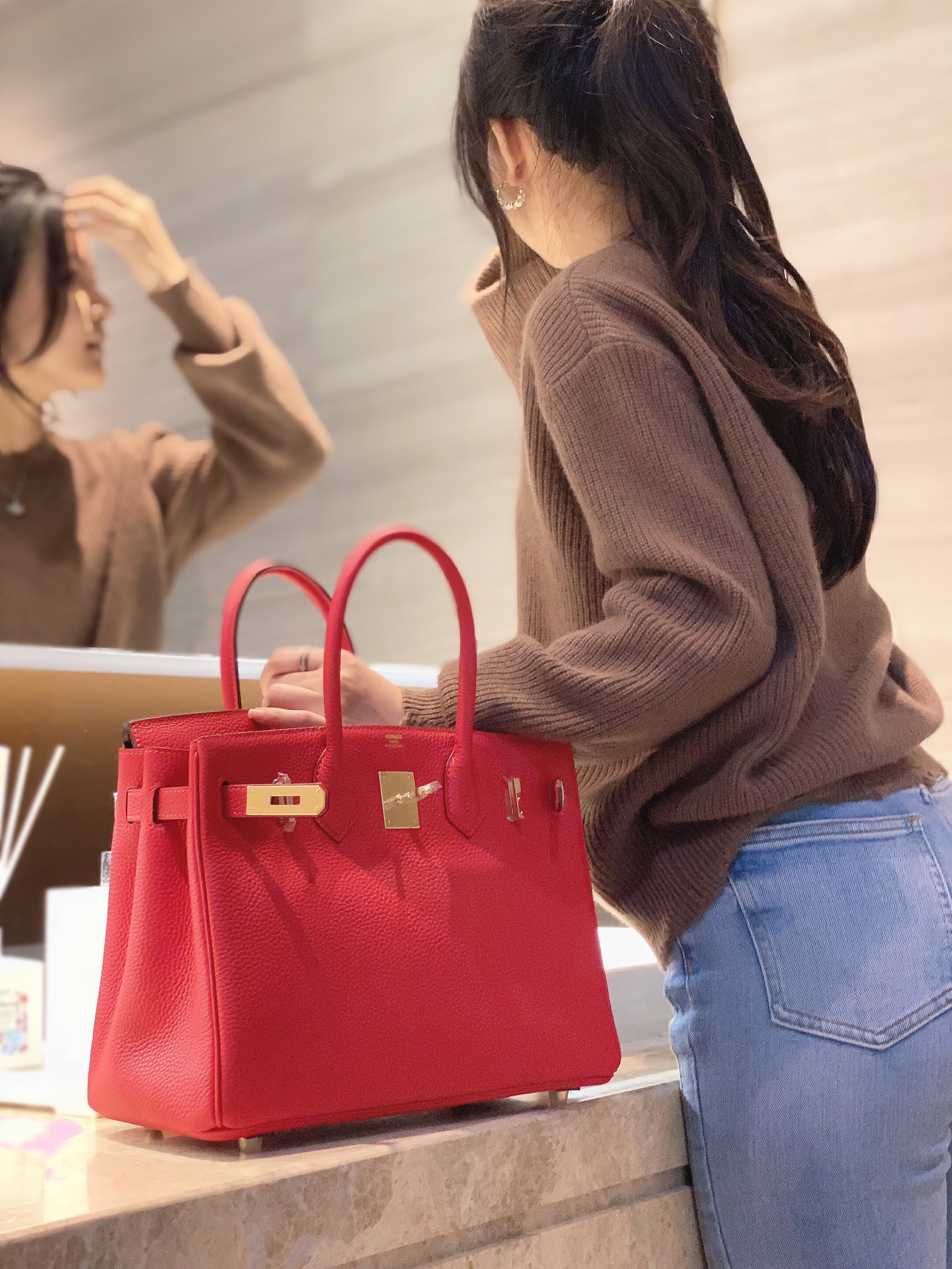 最高級エルメススーパーコピー エルメスバーキン30コピー バーキン30CM ルージュドクール トゴ ゴールド金具 - 画像 (5)