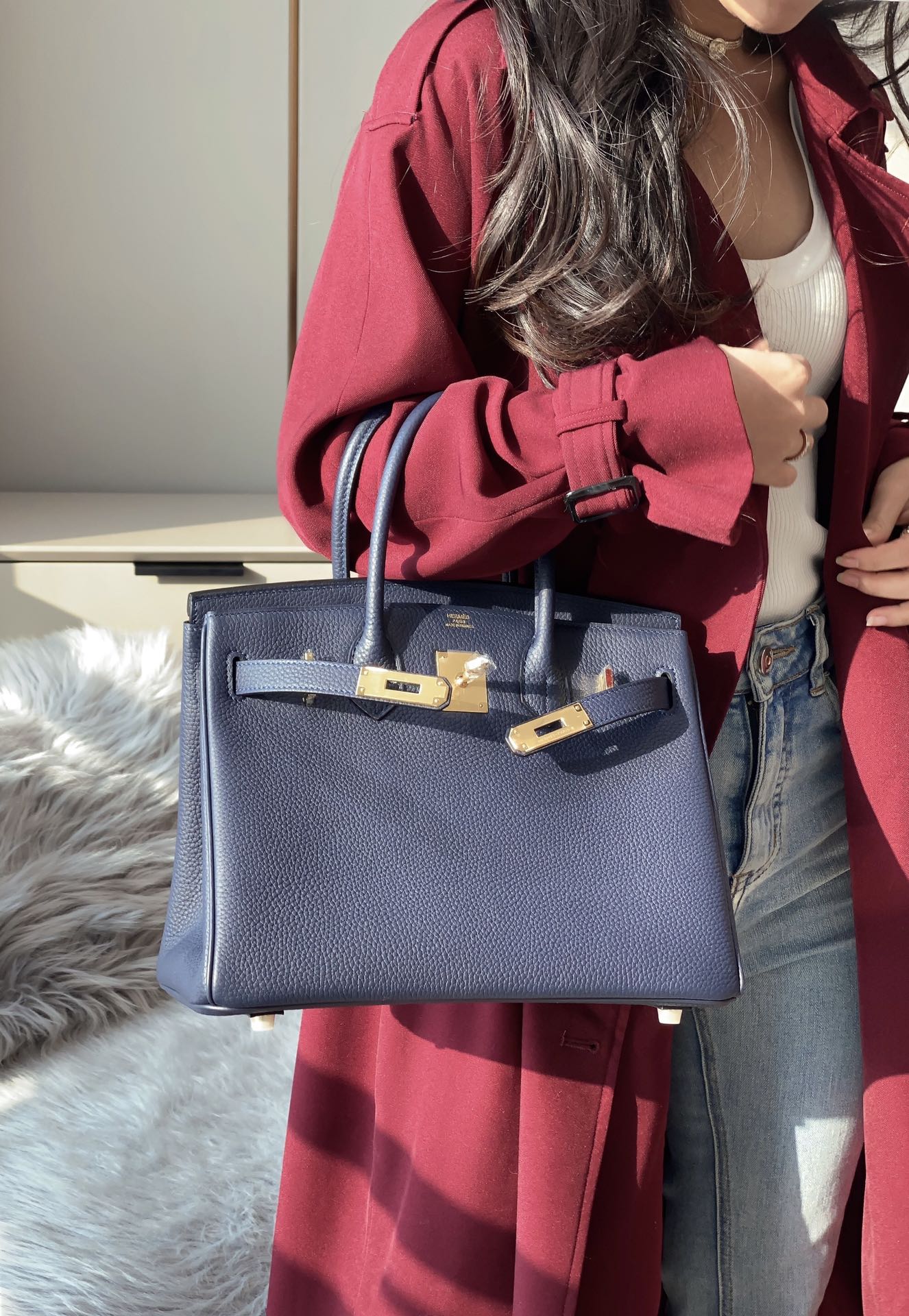 最高級エルメススーパーコピー エルメスバーキン30コピー バーキン30CM ディープブルー トゴ ゴールド金具 - 画像 (9)