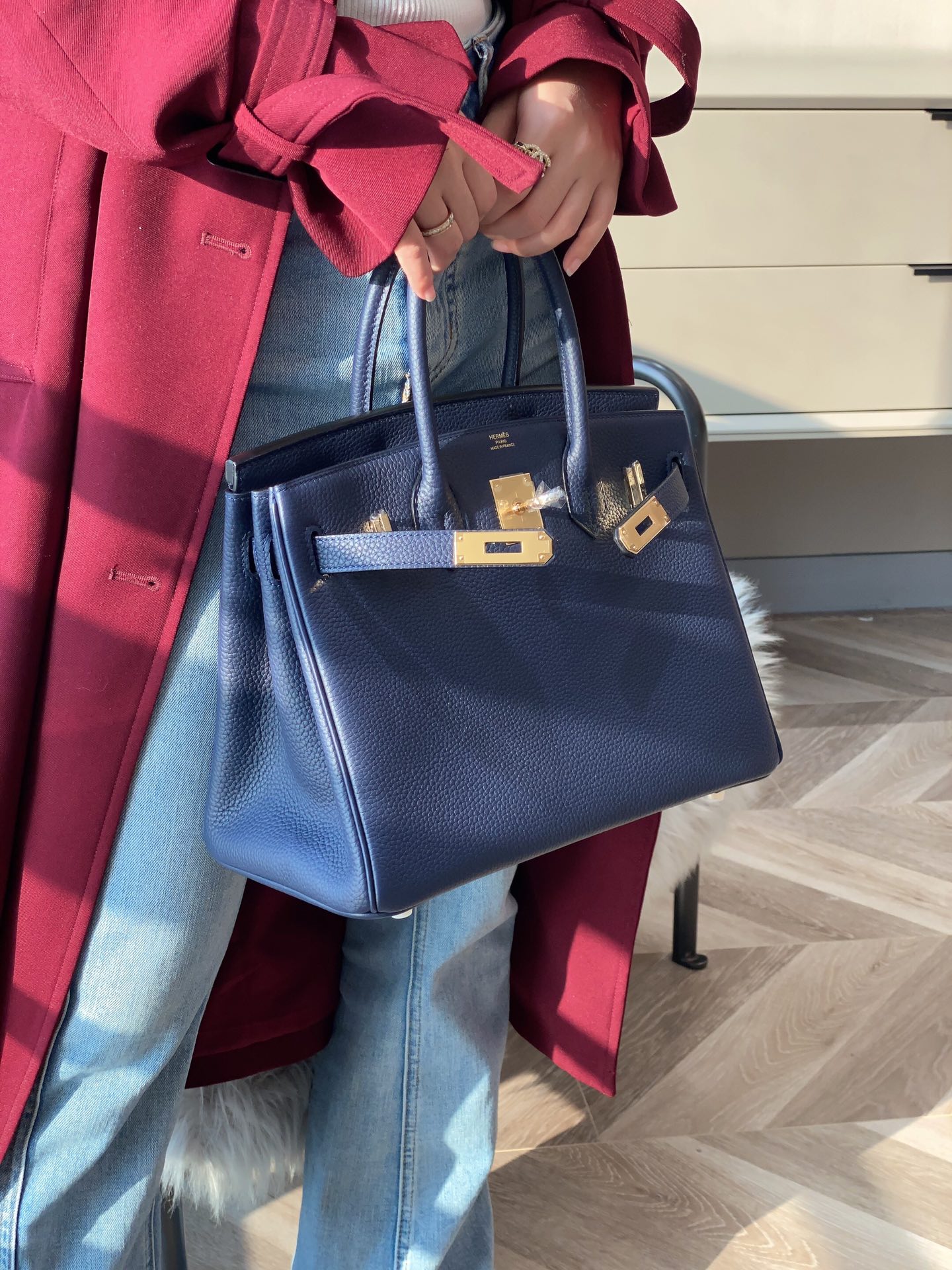 最高級エルメススーパーコピー エルメスバーキン30コピー バーキン30CM ディープブルー トゴ ゴールド金具 - 画像 (2)