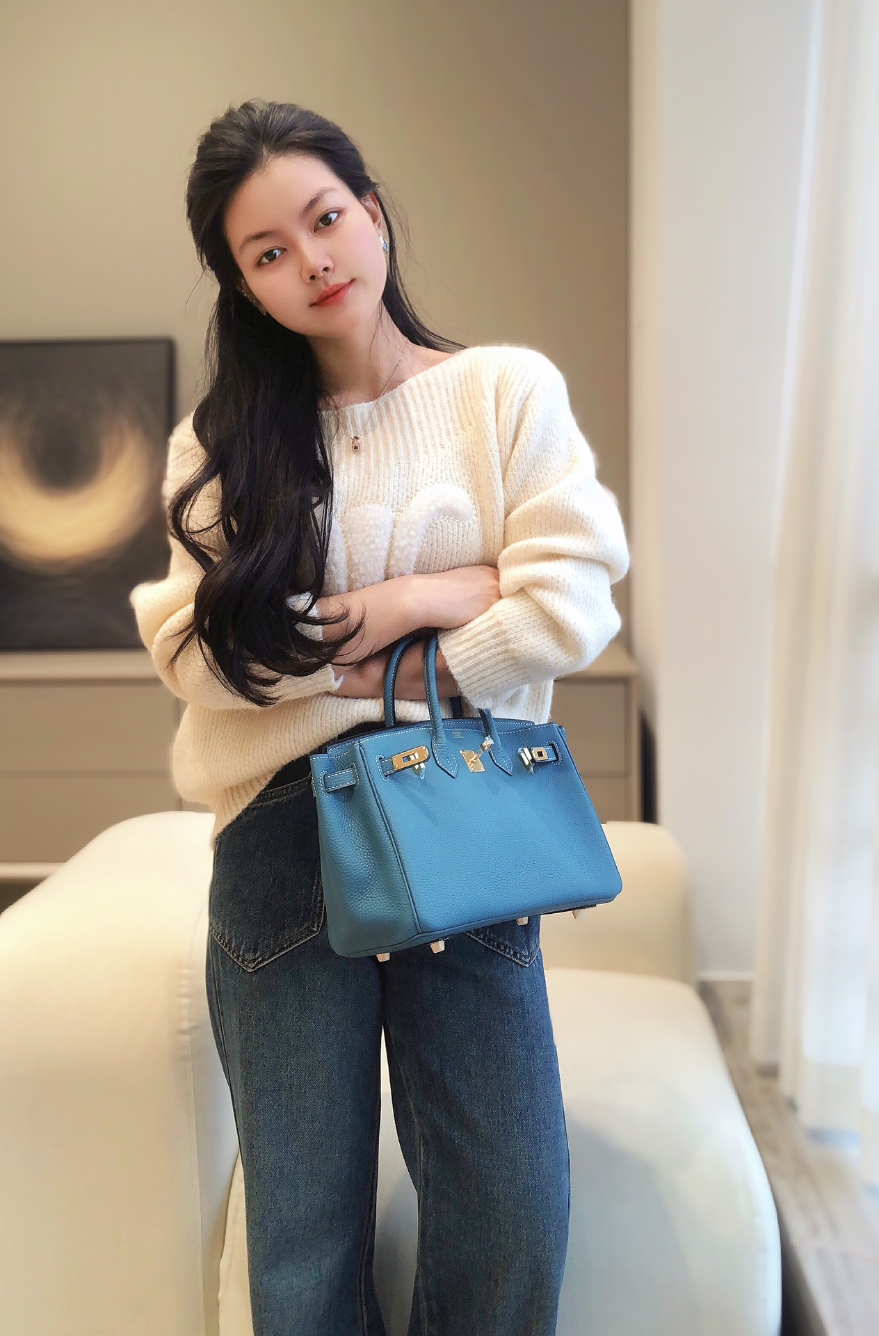 最高級エルメススーパーコピー エルメスバーキン25コピー バーキン25CM ブルージーン トゴ ゴールド金具 - 画像 (4)