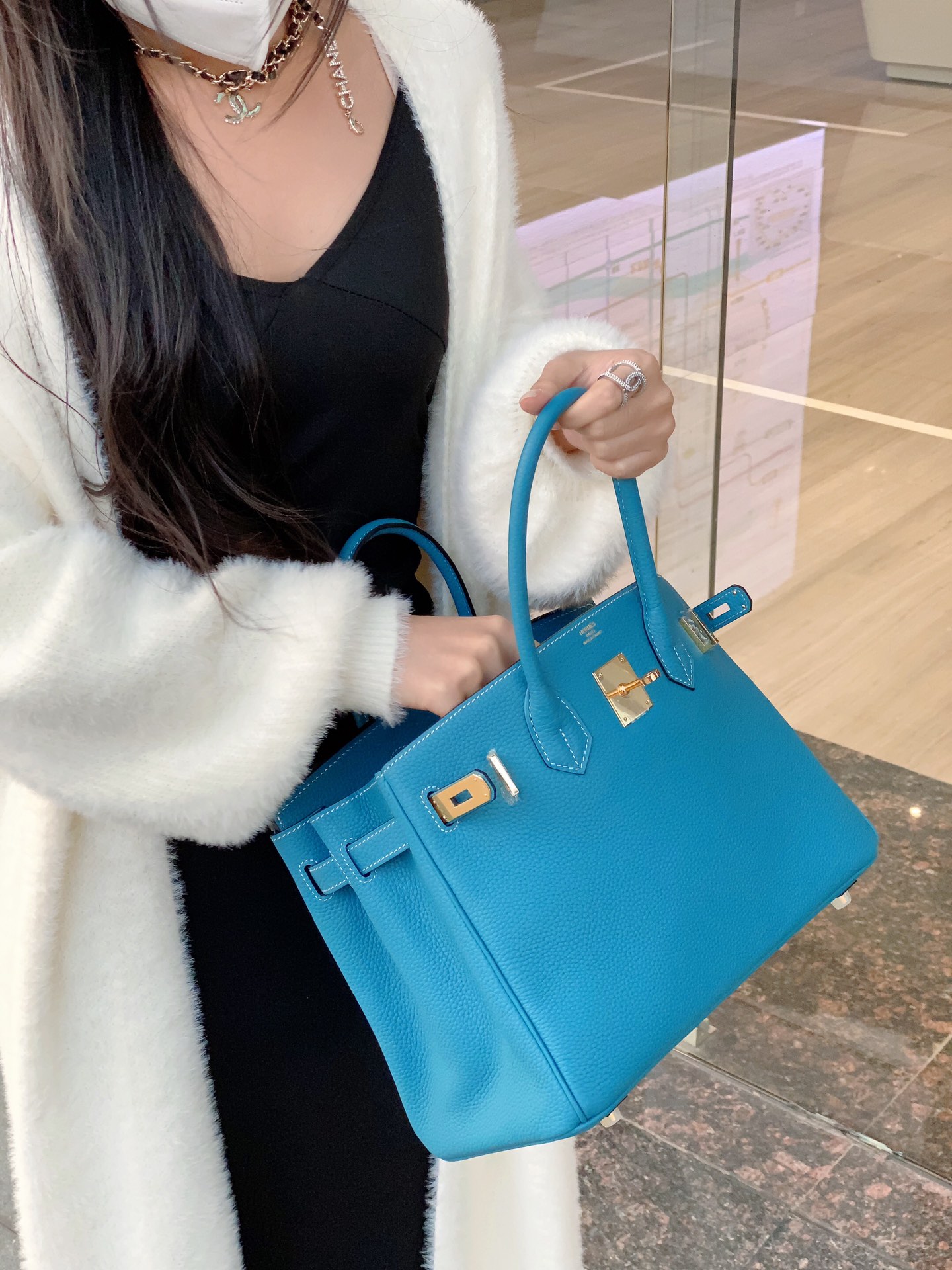 最高級エルメススーパーコピー エルメスバーキン30コピー バーキン30CM ブルージーン トゴ ゴールド金具 - 画像 (5)