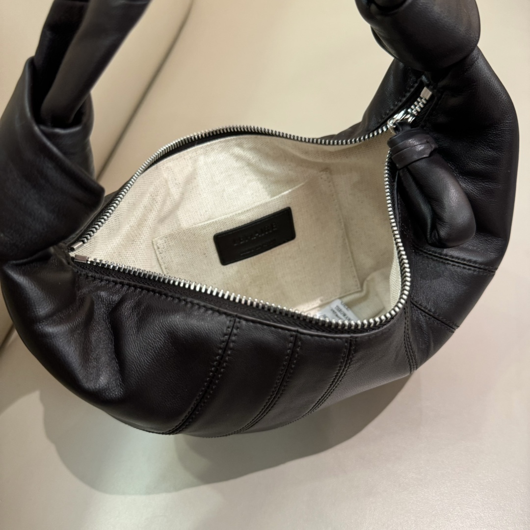 ルメール バッグ クロワッサン メッセンジャーバッグ S ブラック BG0003LL095 ラムスキン 100% コットン 100% シルバー金具 - 画像 (4)