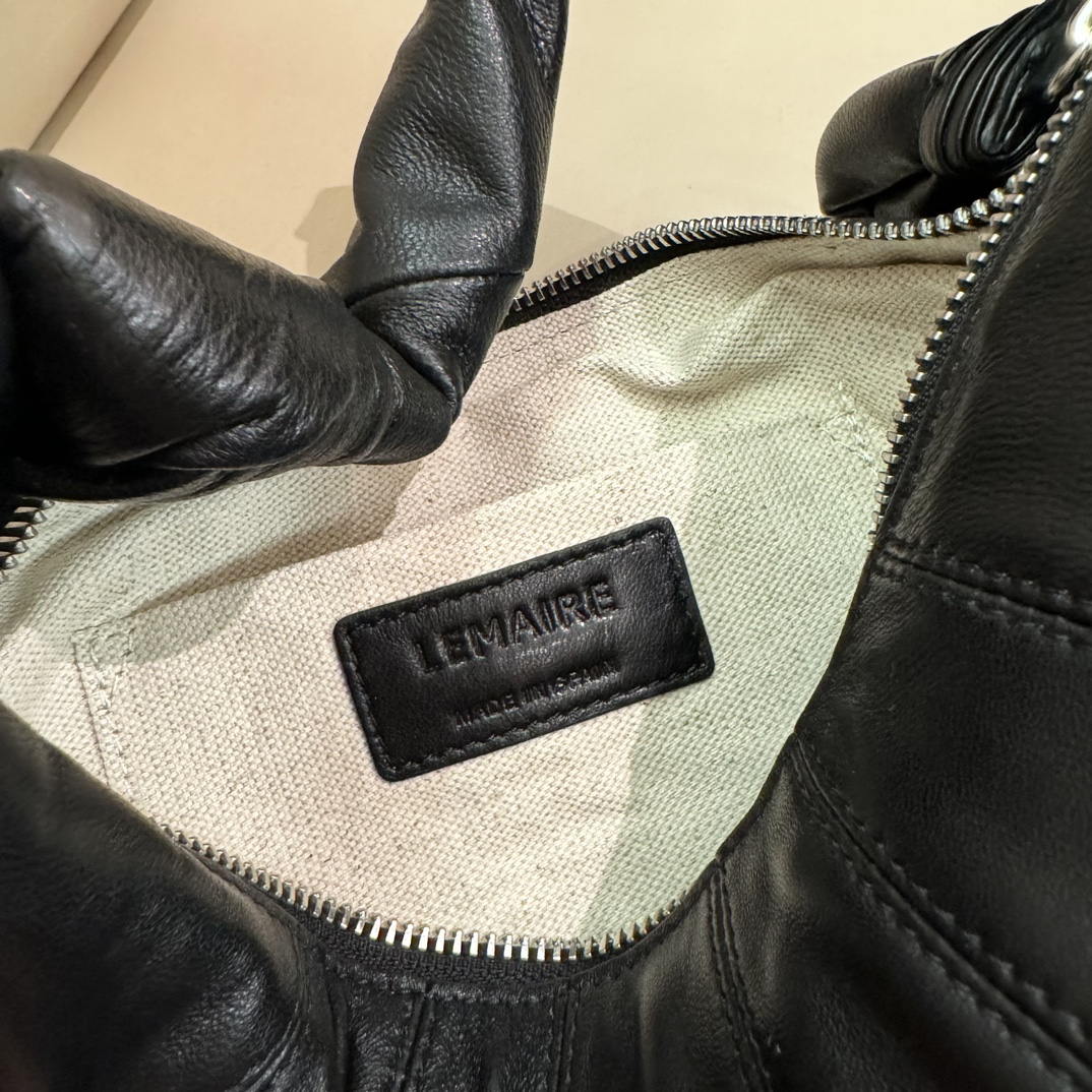 ルメール バッグ Fortune Croissant レザーバッグ ブラック BG0071LL095 ラムスキン 100% コットン 100% シルバー金具 - 画像 (3)
