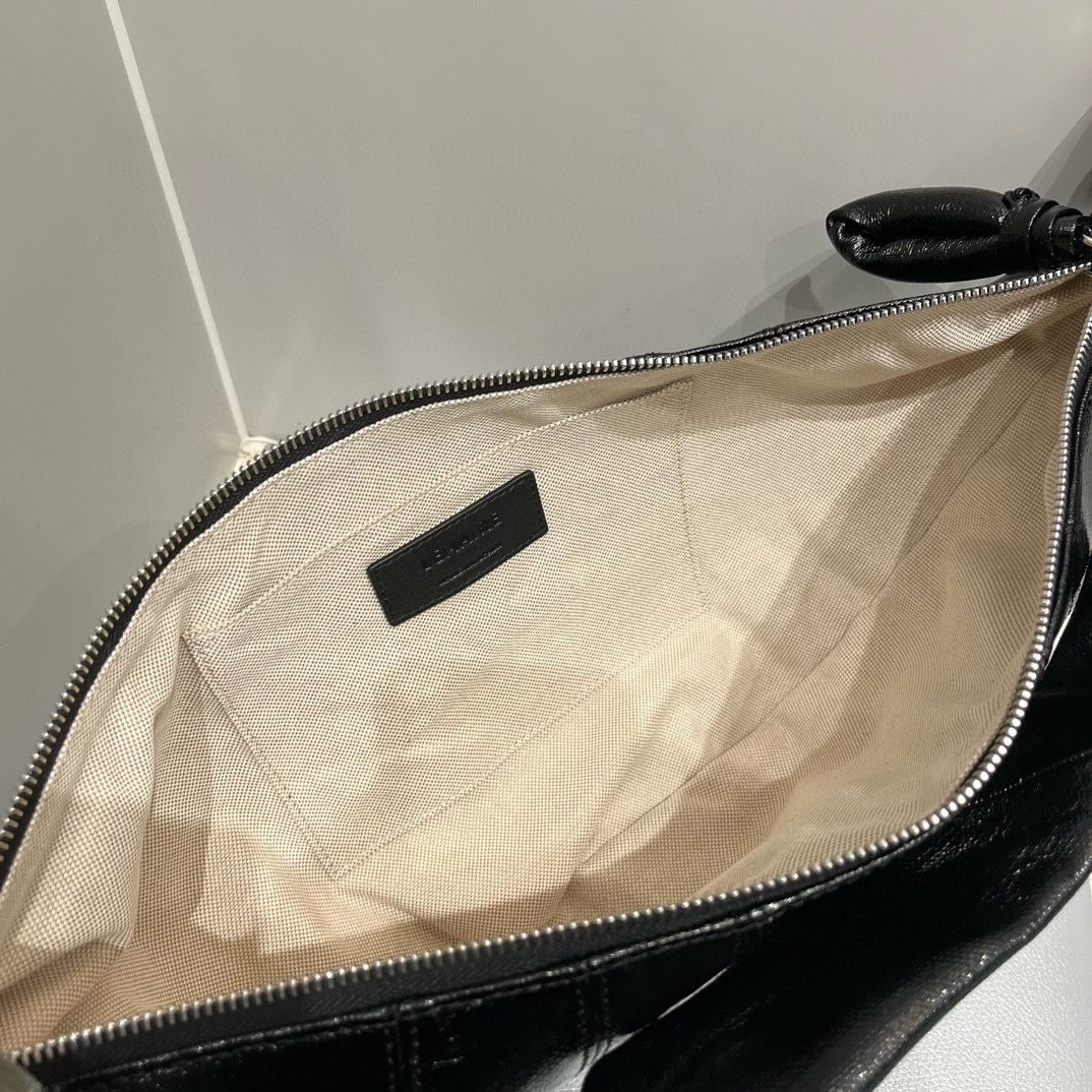 ルメール バッグ クロワッサン ショルダーバッグ M ブラック BG0001LF1073 ラムスキン 100% コットン 100% シルバー金具 - 画像 (3)