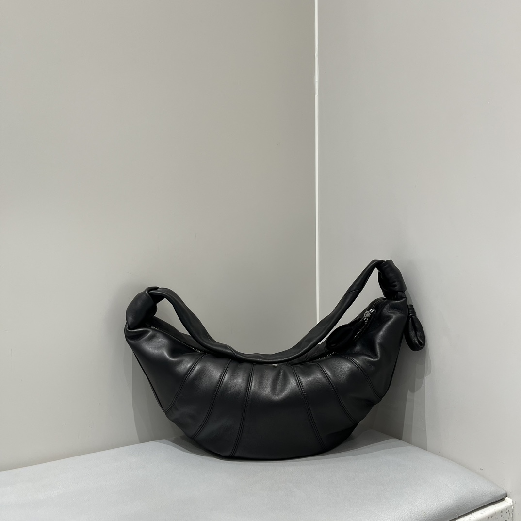 ルメール バッグ Croissant ショルダーバッグ ブラック BG0003LL0018 ラムスキン 100% コットン 100% シルバー金具 - 画像 (9)