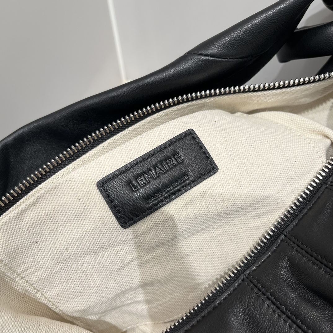 ルメール バッグ Croissant ショルダーバッグ ブラック BG0003LL0018 ラムスキン 100% コットン 100% シルバー金具 - 画像 (3)