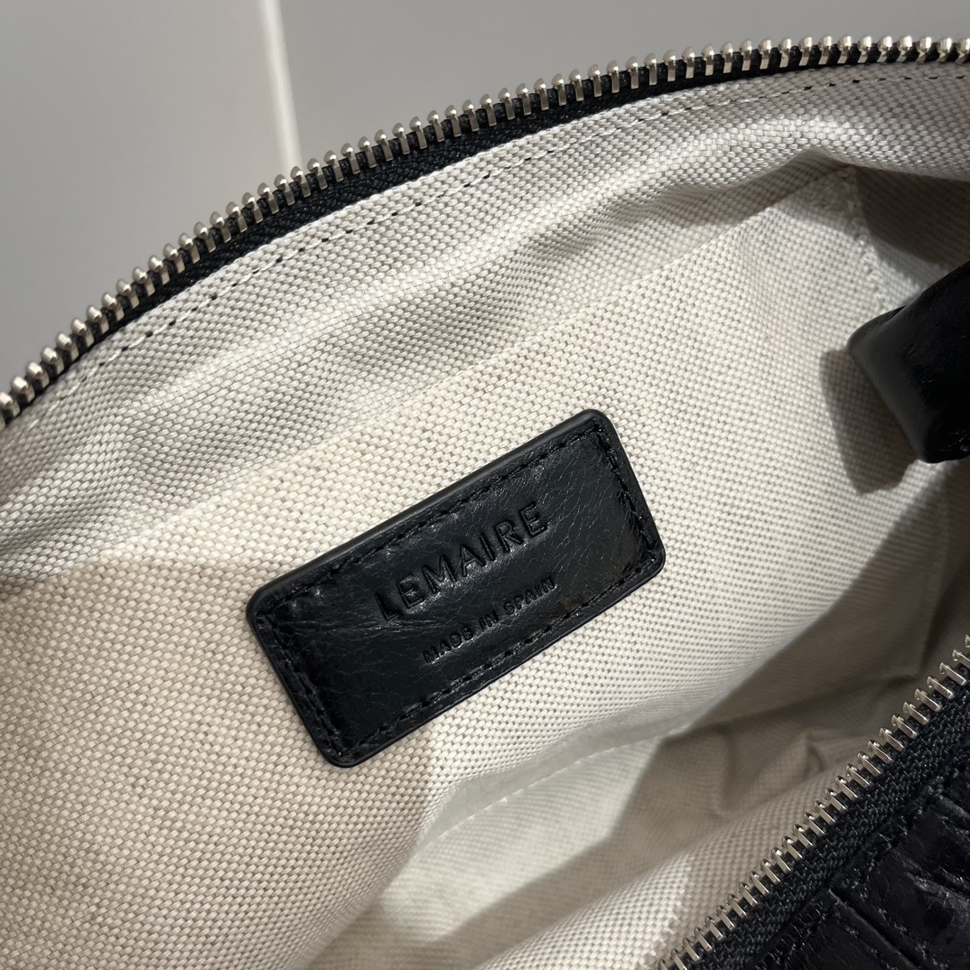 ルメール バッグ クロワッサン バッグ M ブラック BG0001LL095 ラムスキン 100% コットン 100% シルバー金具 - 画像 (2)