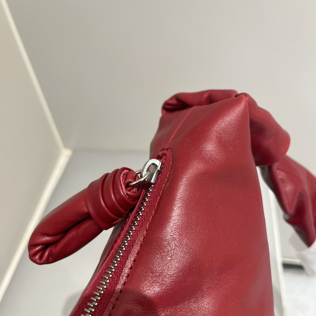 ルメール バッグ クロワッサン バッグ M レッド BG0001LL095 ラムスキン 100% コットン 100% シルバー金具 - 画像 (6)