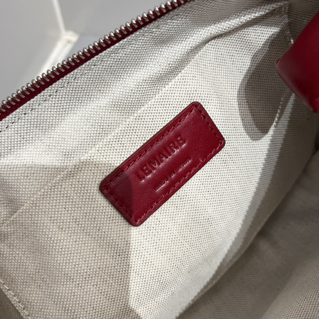 ルメール バッグ クロワッサン バッグ M レッド BG0001LL095 ラムスキン 100% コットン 100% シルバー金具 - 画像 (2)