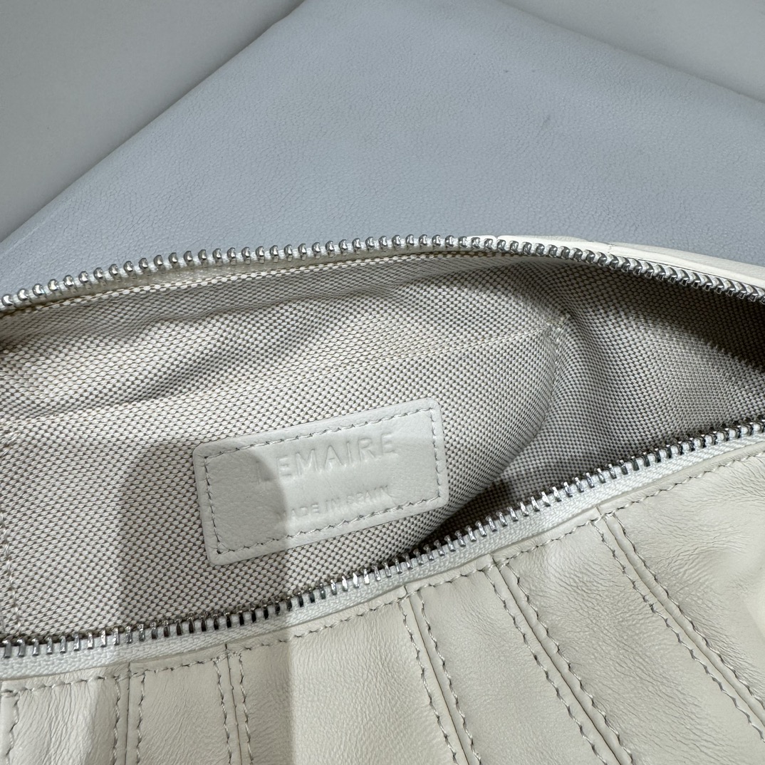 ルメール バッグ クロワッサン バッグ M ホワイト BG0001LL095 ラムスキン 100% コットン 100% シルバー金具 - 画像 (2)