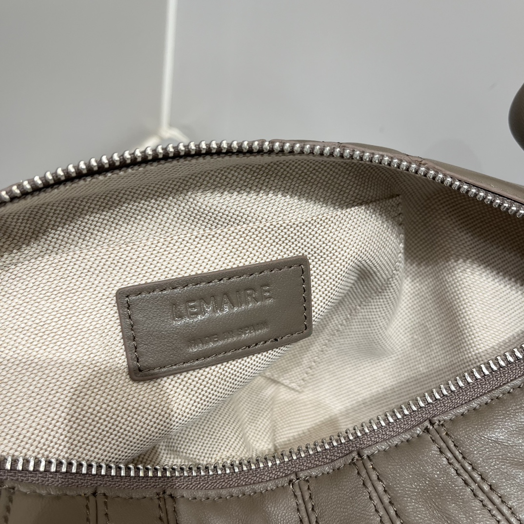 ルメール バッグ クロワッサン バッグ M グレー BG0001LL095 ラムスキン 100% コットン 100% シルバー金具 - 画像 (2)