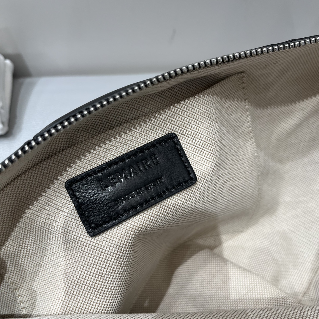 ルメール バッグ クロワッサン バッグ M ブラック BG0001LL095 ラムスキン 100% コットン 100% シルバー金具 - 画像 (2)