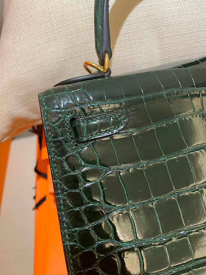 最高級HERMESスーパーコピー エルメスケリー25コピー ケリー 25cm/外縫 クロコダイル アリゲーター ヴェールフォンセ ゴールド金具 新品 2024W1445 - 画像 (5)