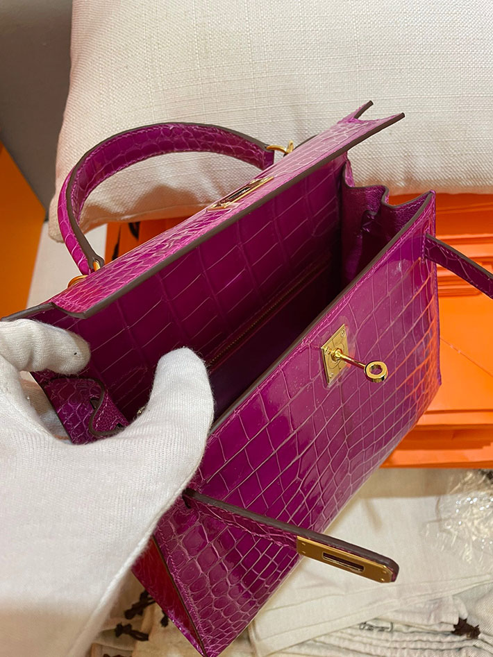 最高級HERMESスーパーコピー エルメスケリー25コピー ケリー 25cm/外縫 クロコダイル アリゲーター ローズシェヘラザード ゴールド金具 新品 2024W1460 - 画像 (3)