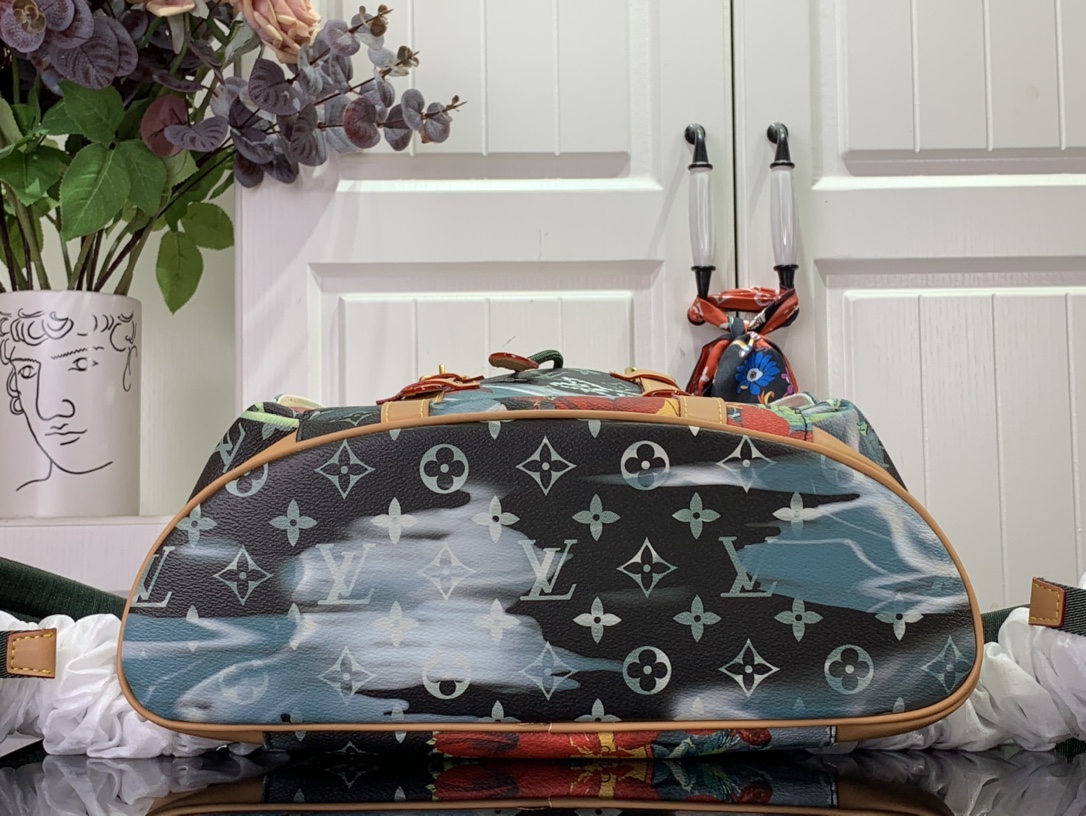最高級ルイヴィトンスーパーコピー ルイヴィトン リュック コピー クリストファー MM ネイビー ブルー M24996 サーフィン・モノグラム キャンバス ゴールド金具 - 画像 (7)