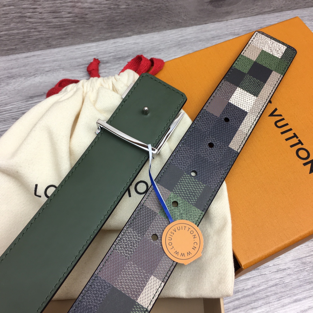 最高級ルイヴィトンスーパーコピー ルイヴィトンベルトコピー ベルト・LV メガ ピクセル 40MM リバーシブル グリーン ダモフラージュ レザー シルバー金具 202405652 - 画像 (5)