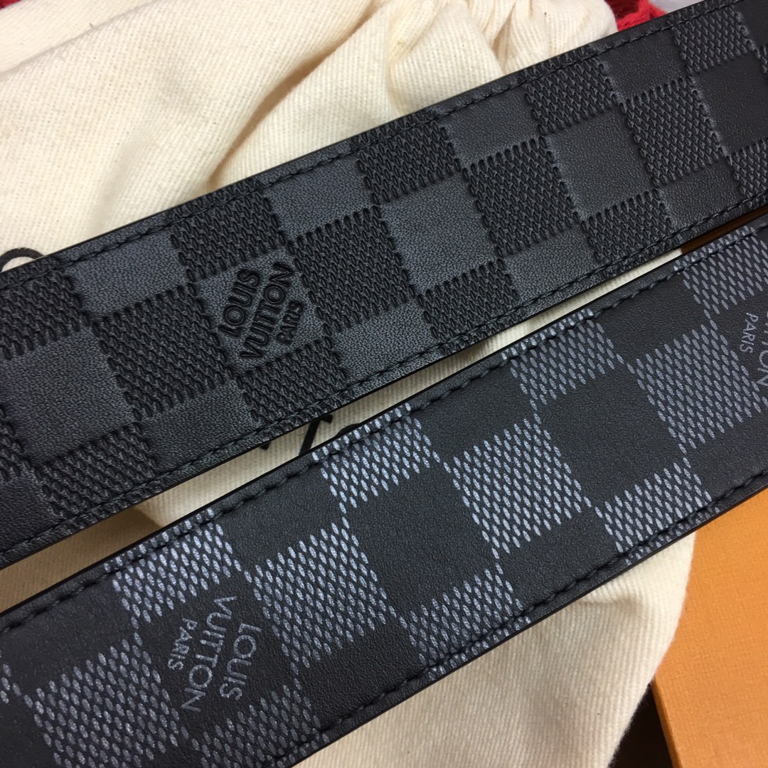 最高級ルイヴィトンスーパーコピー ルイヴィトンベルトコピー ベルト・ダミエプリント 40MM ブラック ダミエ・グラフィット キャンバス シルバー金具 202405656 - 画像 (5)