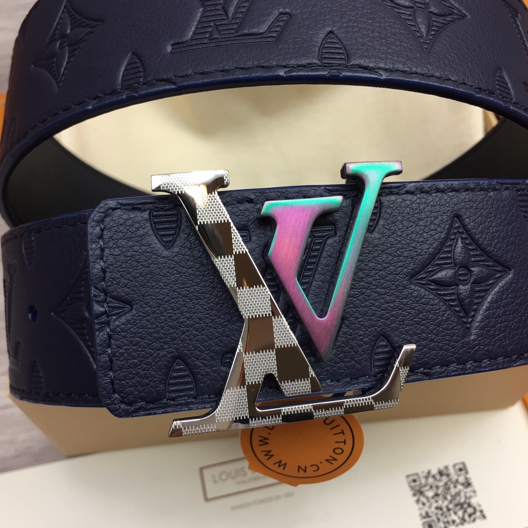 最高級ルイヴィトンスーパーコピー ルイヴィトンベルトコピー ベルト・LV イニシャル 40MM リバーシブル ネイビー ブルー モノグラム・アンプラント レザー シルバー金具 202405658 - 画像 (9)